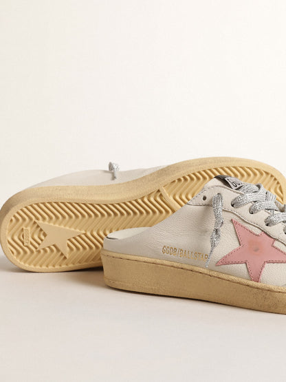 Ball Star Sabots in white nappa with an old-rose leather star - Golden Goose Women