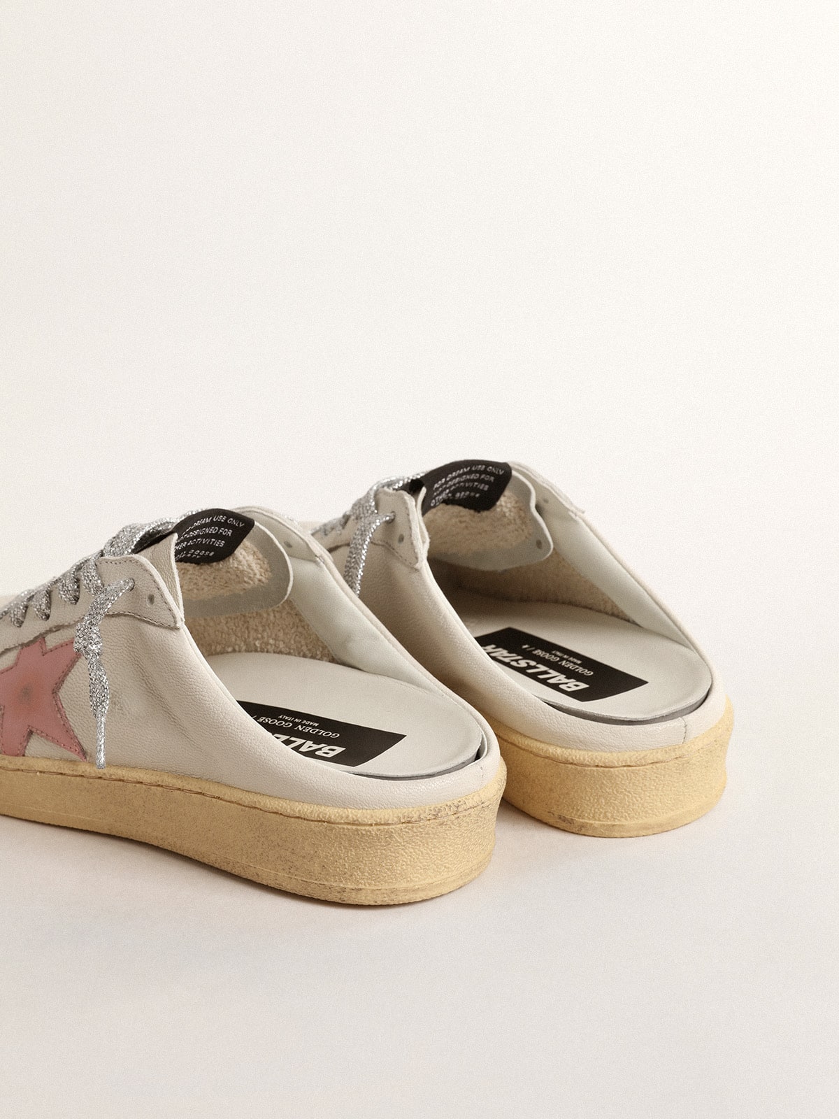 Ball Star Sabots in white nappa with an old-rose leather star - Golden Goose Women