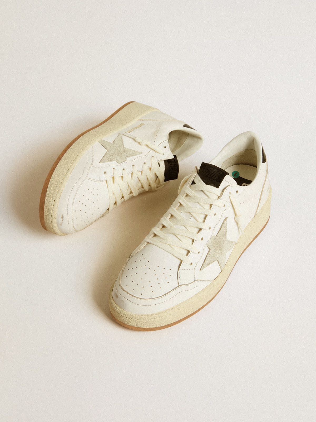 Women's Ball Star with ice-gray suede star and glossy black leather heel tab - Golden Goose Women