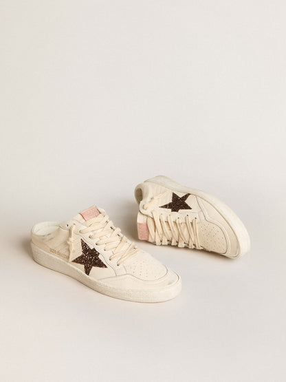 Ball Star Sabots in ivory nappa with bronze glitter star - Golden Goose Women