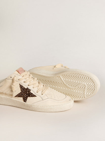 Ball Star Sabots in ivory nappa with bronze glitter star - Golden Goose Women