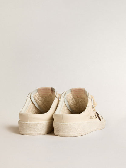 Ball Star Sabots in ivory nappa with bronze glitter star - Golden Goose Women