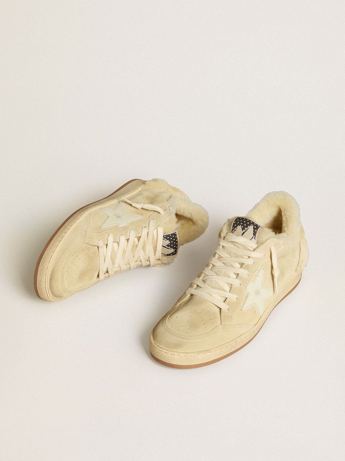 Women's Ball Star  in suede and shearling with white patent leather star - Golden Goose Women