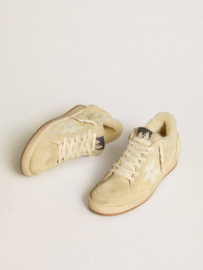Women's Ball Star  in suede and shearling with white patent leather star - Golden Goose Women