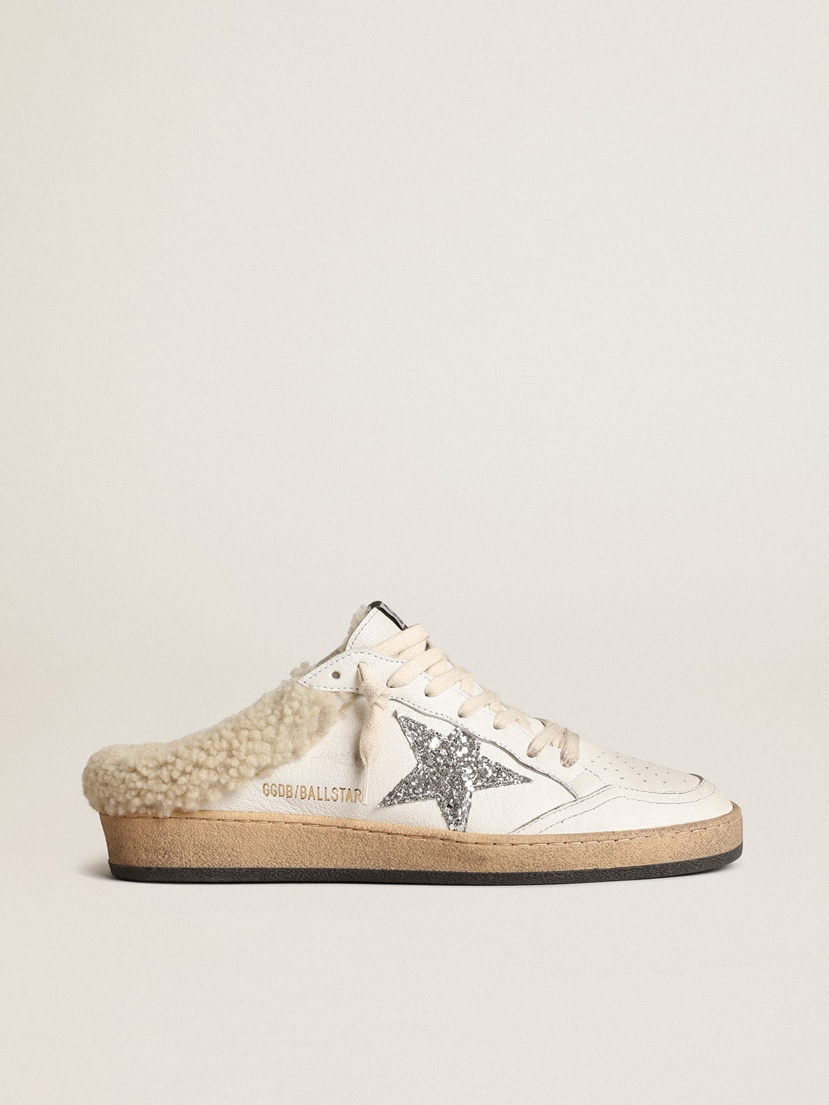 Ball Star Sabots with glitter star and shearling lining - Golden Goose Women