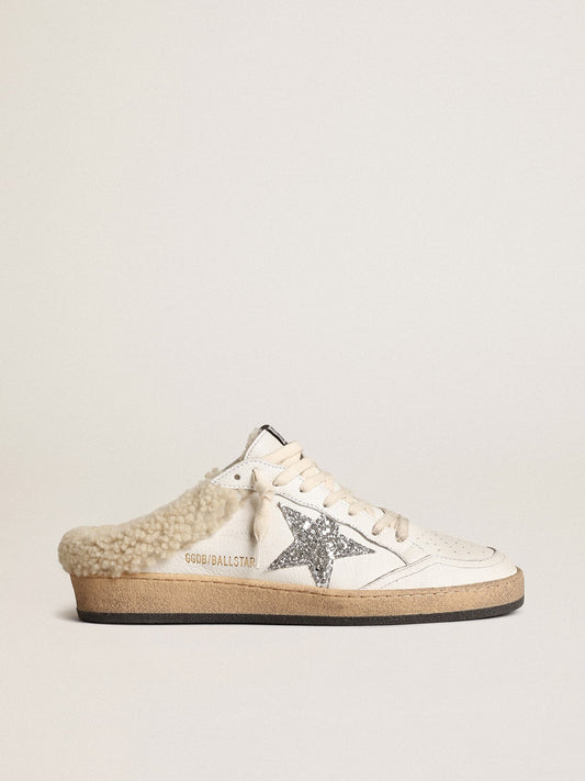 Ball Star Sabots with glitter star and shearling lining - Golden Goose Women