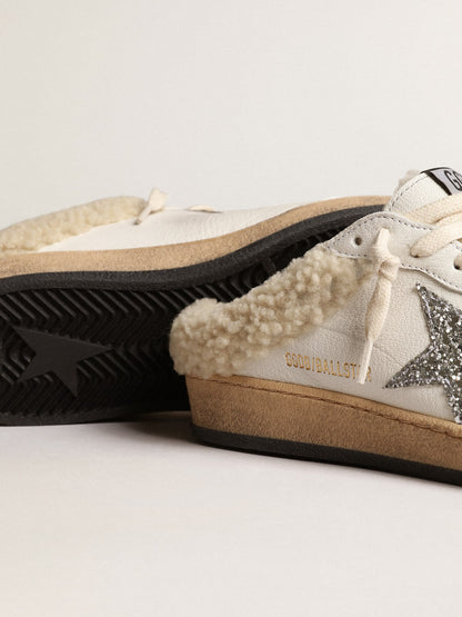Ball Star Sabots with glitter star and shearling lining - Golden Goose Women