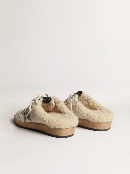 Ball Star Sabots with glitter star and shearling lining - Golden Goose Women
