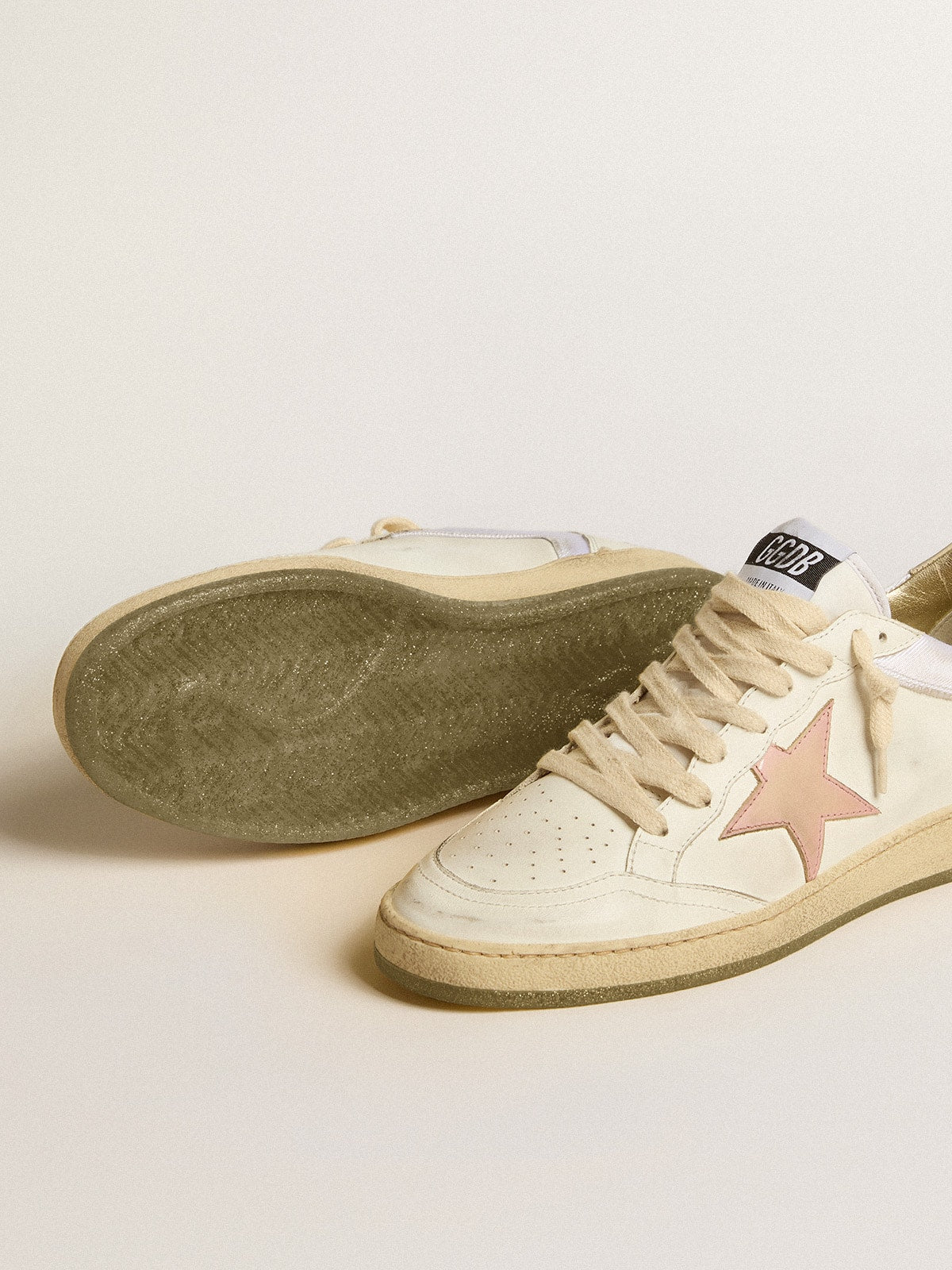 Ball Star in nylon and leather with pink and light blue star and beige heel tab - Golden Goose Women