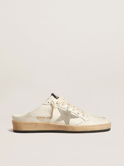 Ball Star Sabots in nappa leather with ice-gray suede star - Golden Goose Women