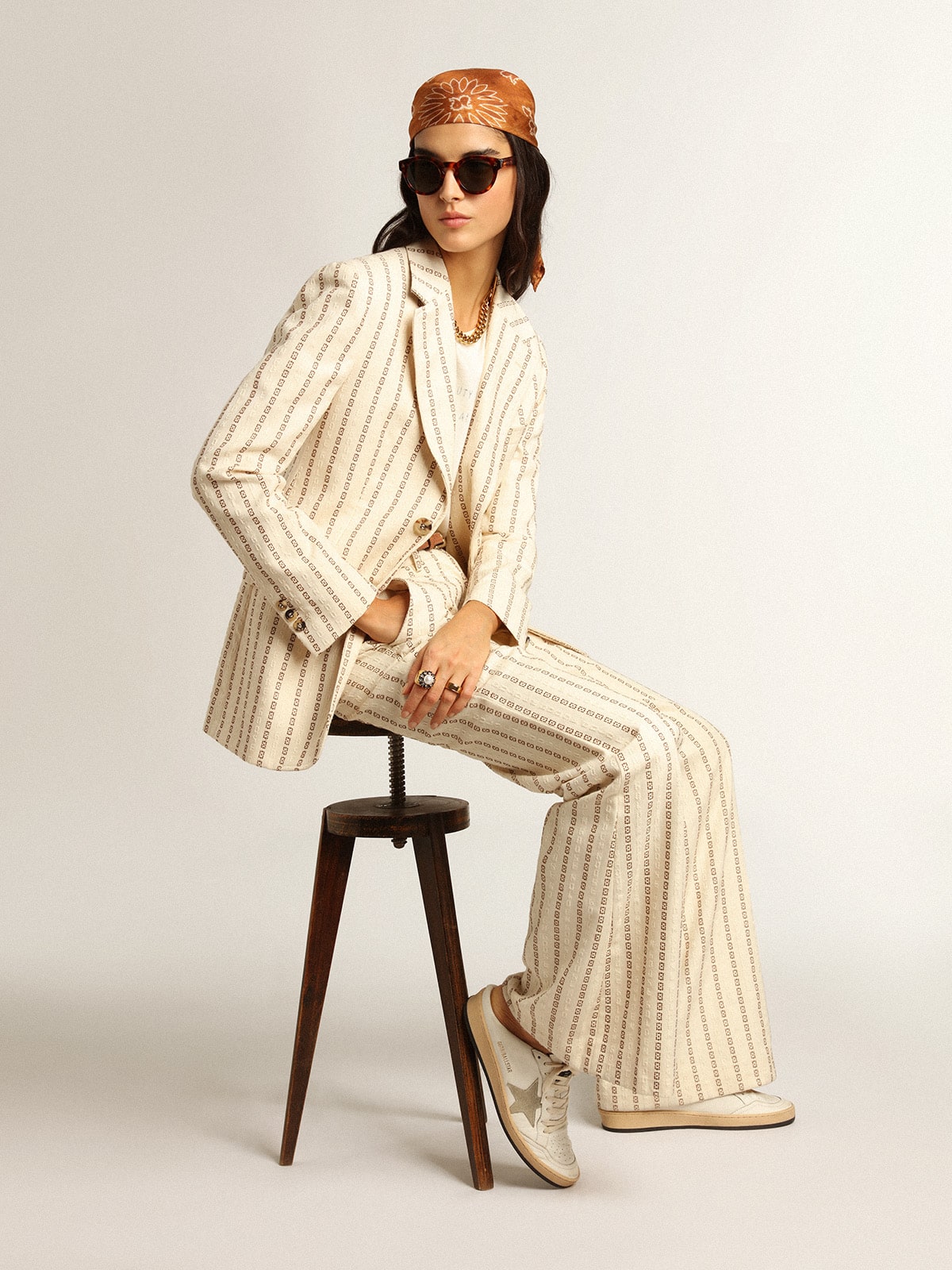Ball Star Sabots in nappa leather with ice-gray suede star - Golden Goose Women