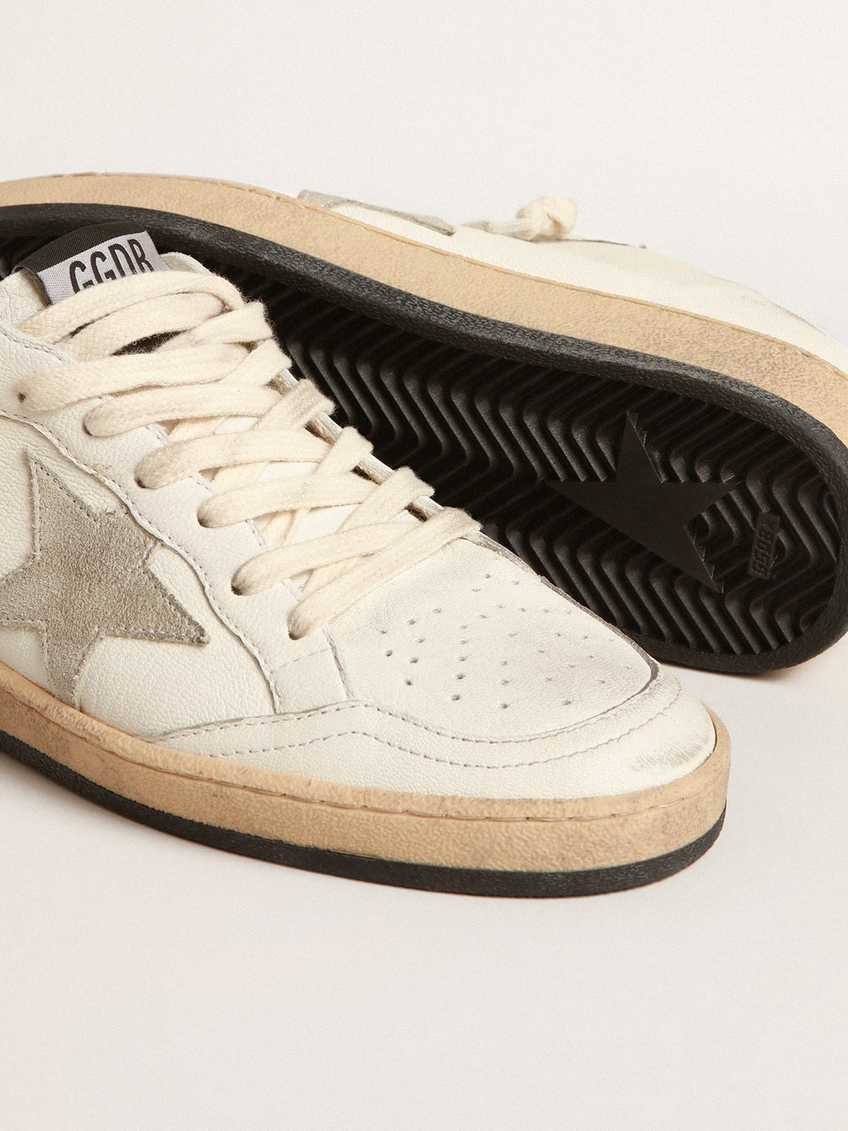 Ball Star Sabots in nappa leather with ice-gray suede star - Golden Goose Women