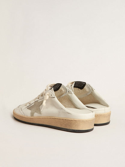 Ball Star Sabots in nappa leather with ice-gray suede star - Golden Goose Women