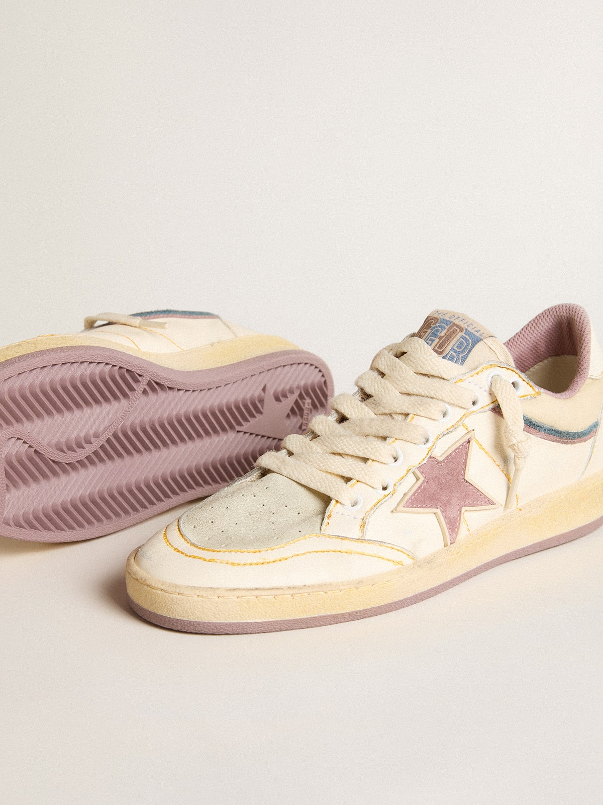 Women's Ball Star in nappa leather with mauve TPU star and leather heel tab - Golden Goose Women