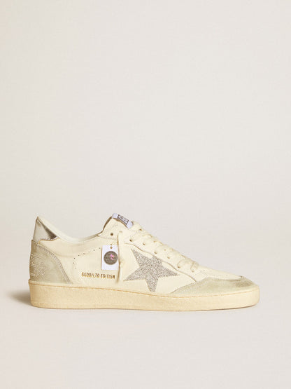 Women's Ball Star with silver Swarovski micro-crystal star and metallic silver leather heel tab - Golden Goose Women