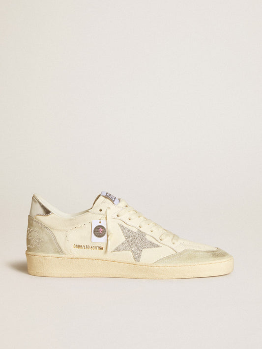 Women's Ball Star with silver Swarovski micro-crystal star and metallic silver leather heel tab - Golden Goose Women