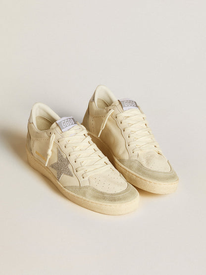 Women's Ball Star with silver Swarovski micro-crystal star and metallic silver leather heel tab - Golden Goose Women