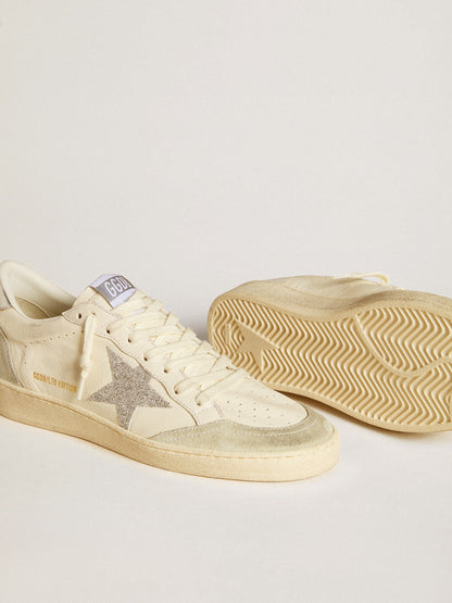 Women's Ball Star with silver Swarovski micro-crystal star and metallic silver leather heel tab - Golden Goose Women