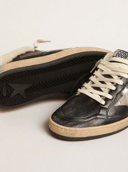 Ball Star Sabots in nappa with platinum star and shearling lining - Golden Goose Women