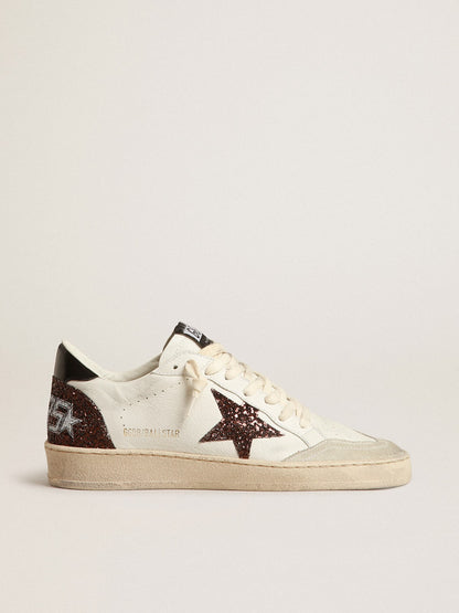 Ball Star in nappa with glitter star and black nappa heel tab - Golden Goose Women