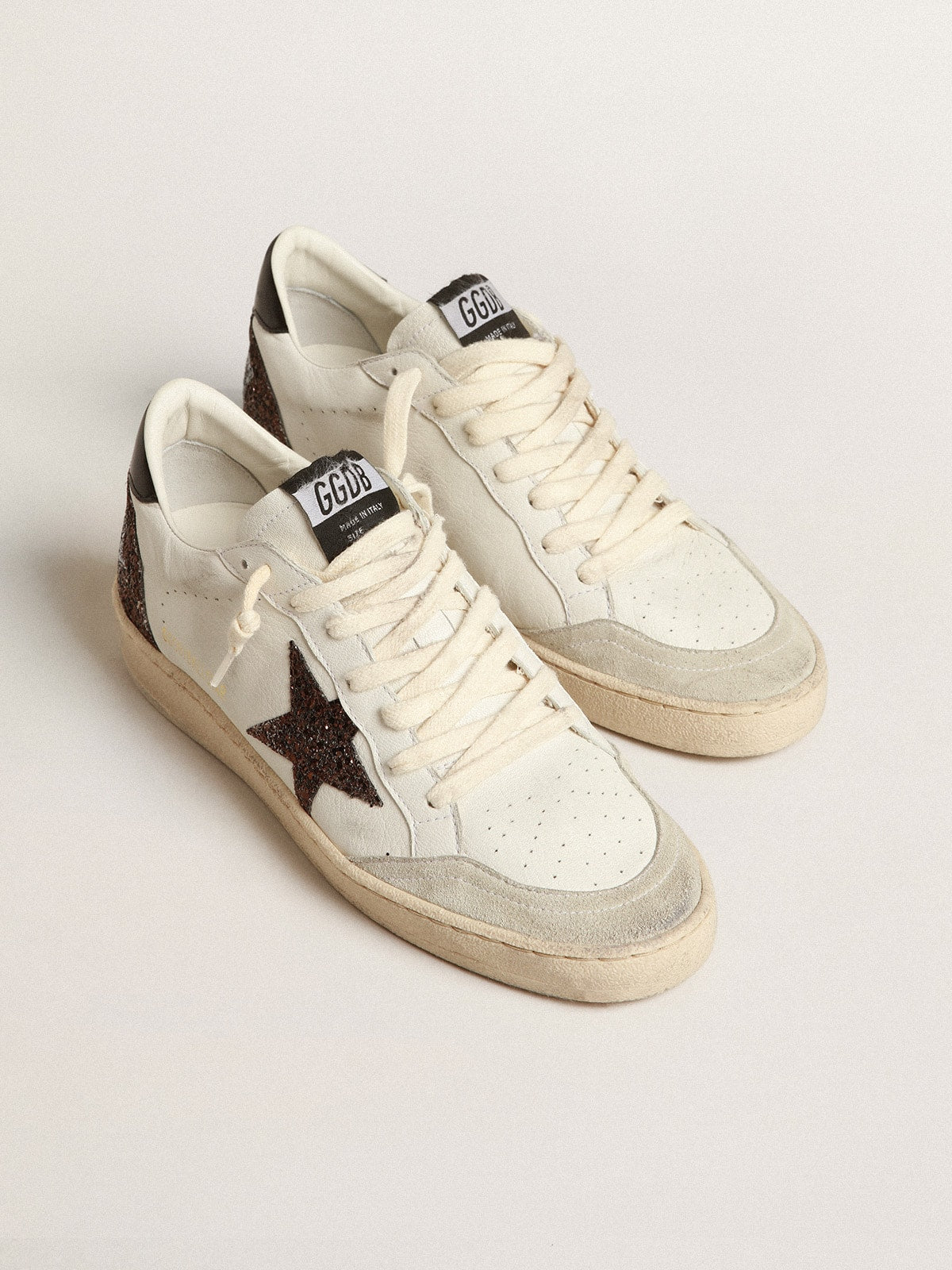 Ball Star in nappa with glitter star and black nappa heel tab - Golden Goose Women