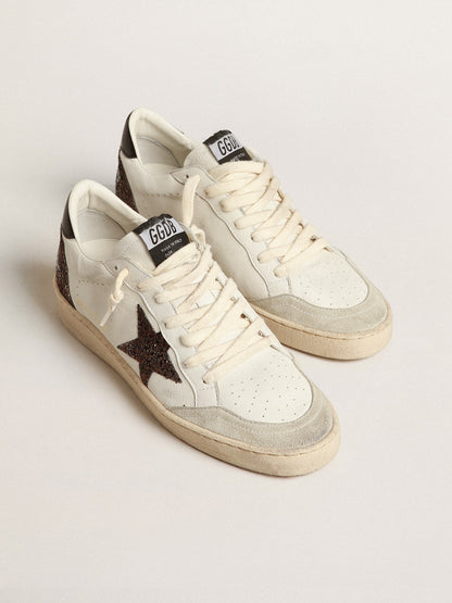Ball Star in nappa with glitter star and black nappa heel tab - Golden Goose Women