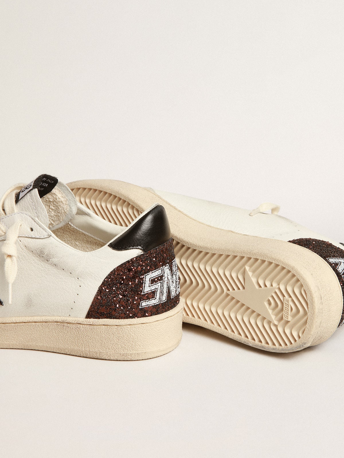 Ball Star in nappa with glitter star and black nappa heel tab - Golden Goose Women