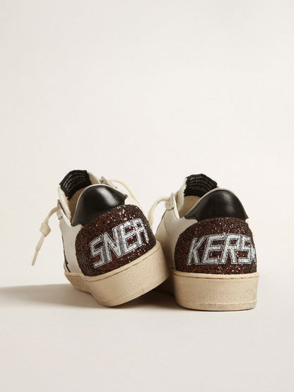 Ball Star in nappa with glitter star and black nappa heel tab - Golden Goose Women