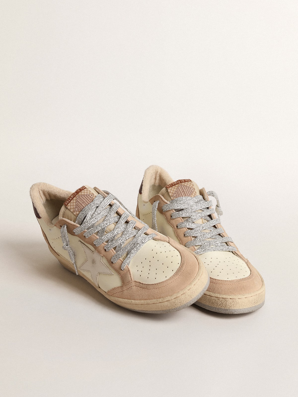 Women's Ball Star LTD with white star and burgundy leather heel tab - Golden Goose Women