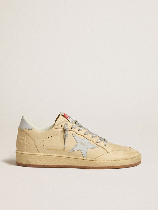 Women's Ball Star LTD in cream-colored leather with light gray leather star and heel tab - Golden Goose Women