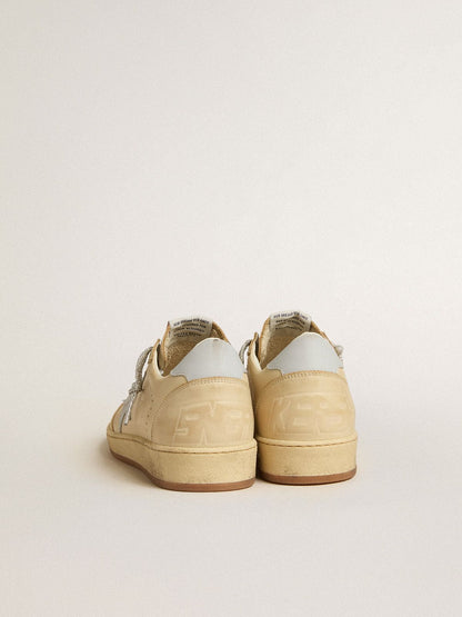 Women's Ball Star LTD in cream-colored leather with light gray leather star and heel tab - Golden Goose Women