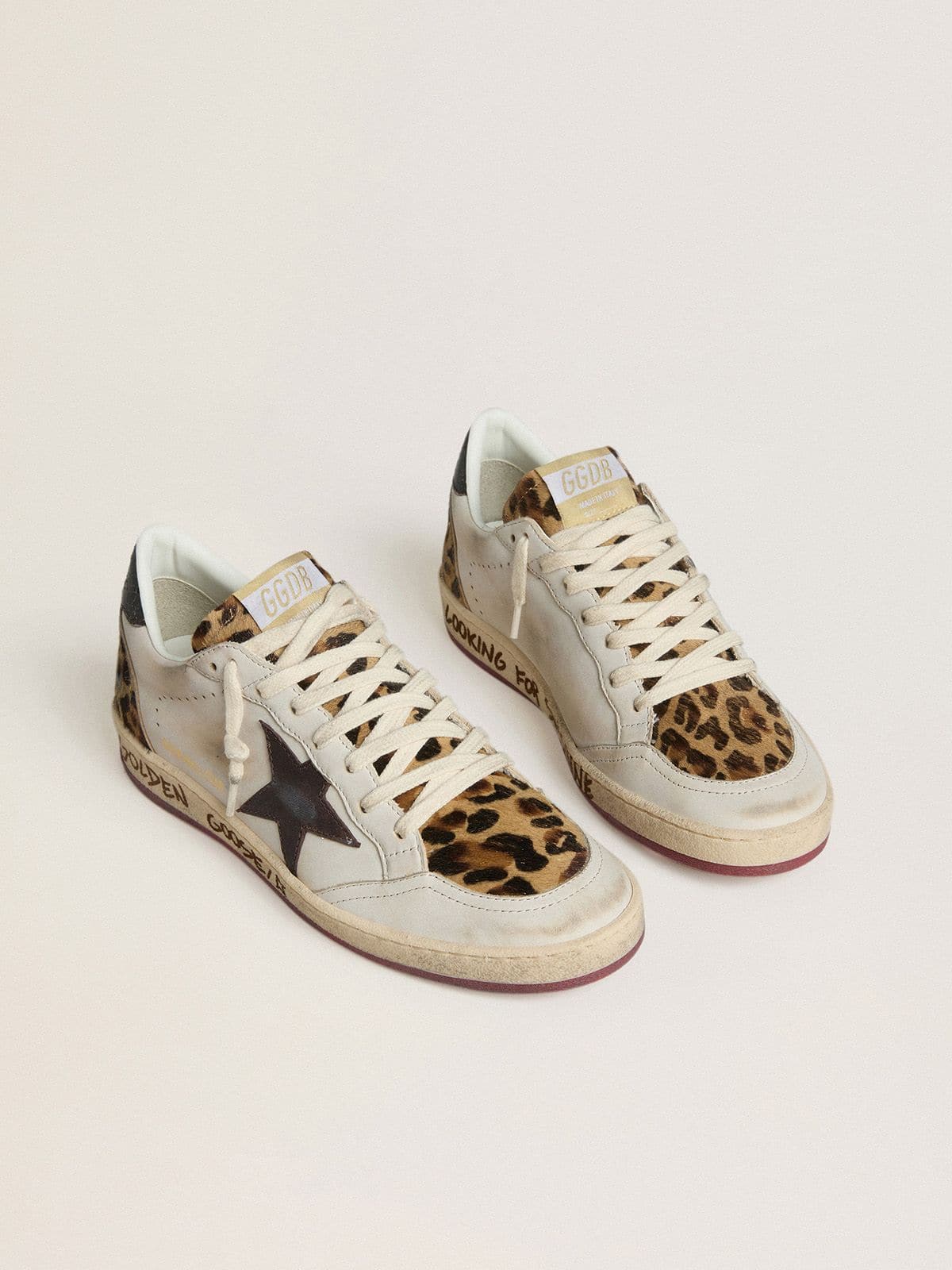 Women's Ball Star with brown leather star and leopard-print pony skin tongue - Golden Goose Women