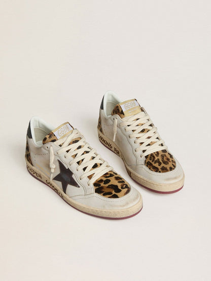 Women's Ball Star with brown leather star and leopard-print pony skin tongue - Golden Goose Women