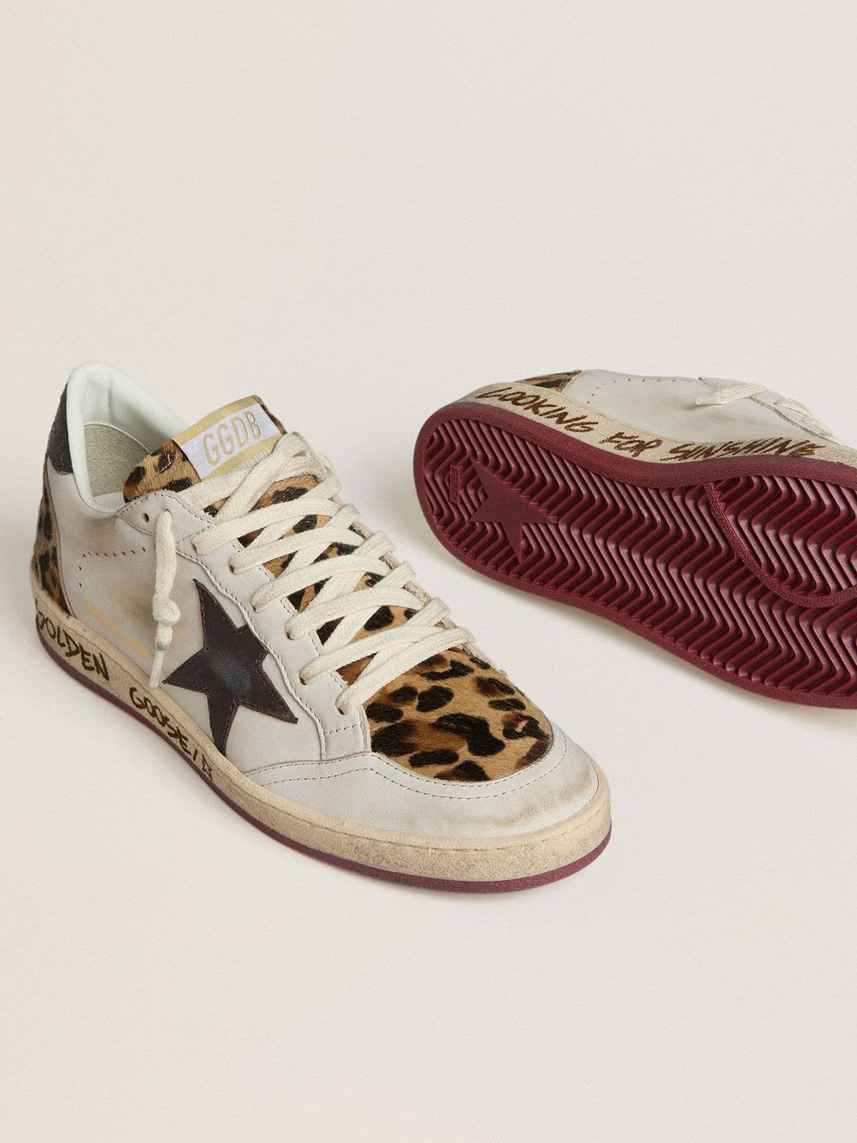 Women's Ball Star with brown leather star and leopard-print pony skin tongue - Golden Goose Women