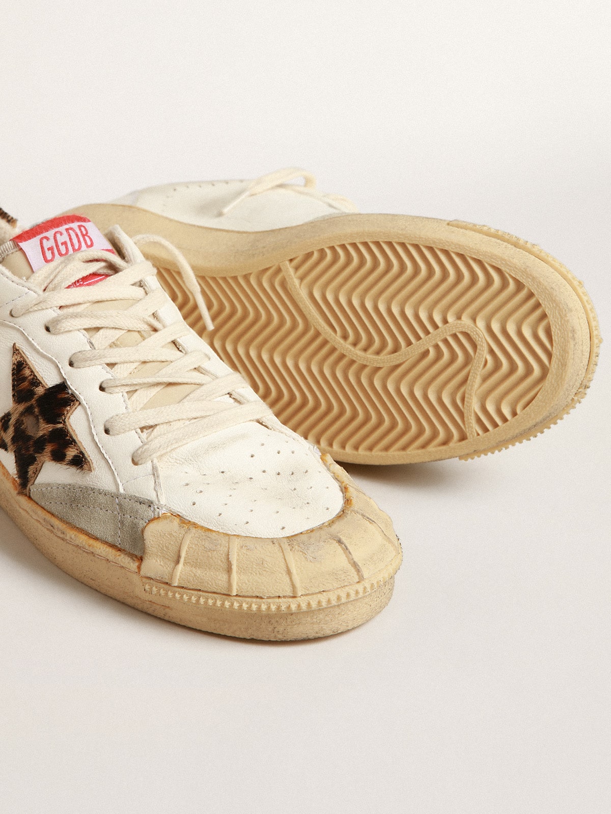 Ball Star in nappa with leopard-print pony skin star and heel tab - Golden Goose Women