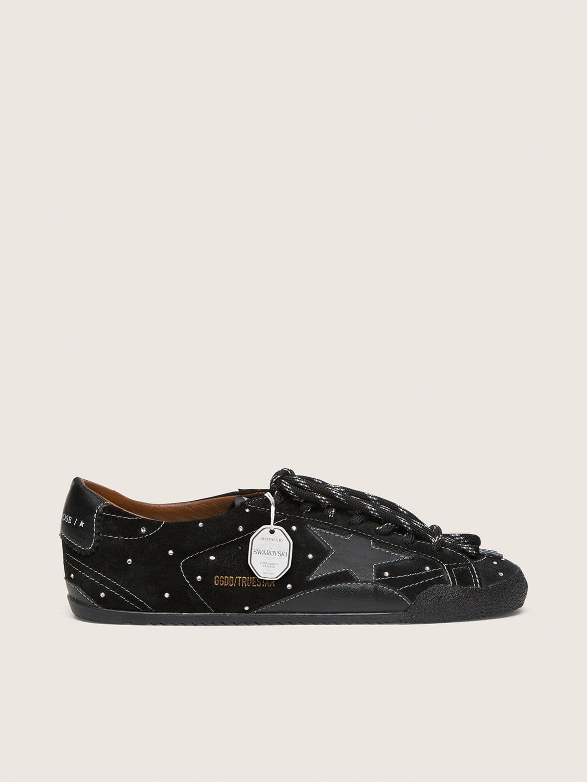 Women's True-Star in black suede with Swarovski crystals and black leather star - Golden Goose Women