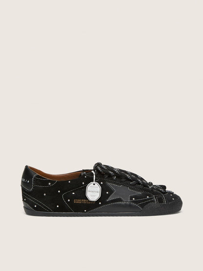 Women's True-Star in black suede with Swarovski crystals and black leather star - Golden Goose Women