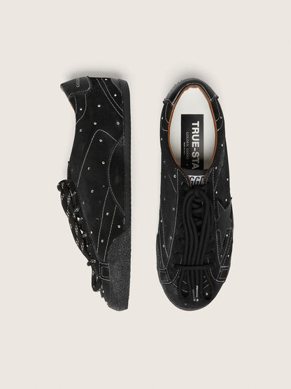 Women's True-Star in black suede with Swarovski crystals and black leather star - Golden Goose Women