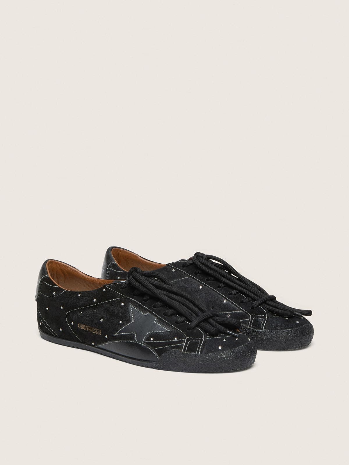 Women's True-Star in black suede with Swarovski crystals and black leather star - Golden Goose Women