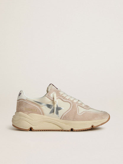 Women's Running Sole in nylon and suede with silver printed star and leather heel tab - Golden Goose Women
