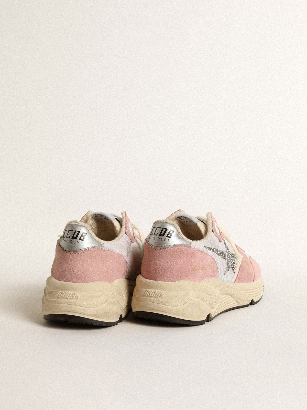 Women's Running Sole in gray mesh and suede with silver glitter star - Golden Goose Women