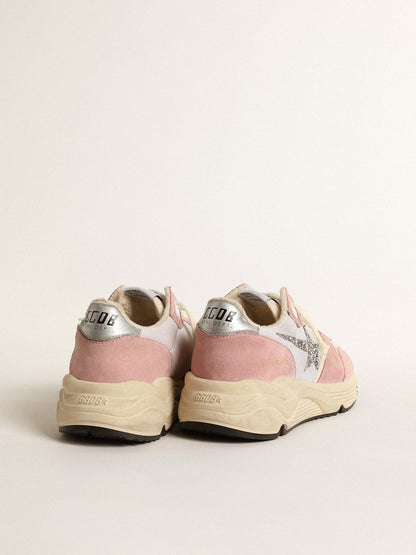 Women's Running Sole in gray mesh and suede with silver glitter star - Golden Goose Women