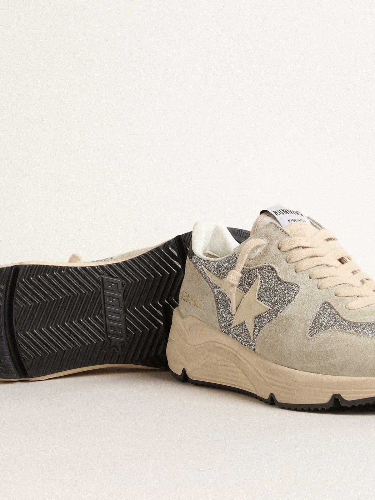 Women's Running Sole embellished with Swarovski crystals and ivory star - Golden Goose Women