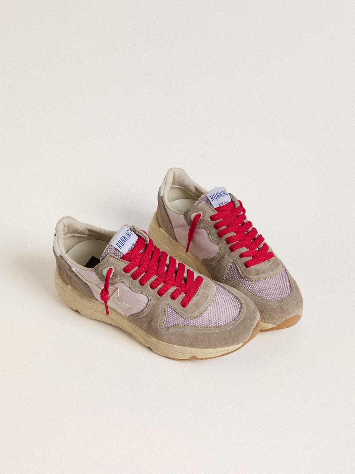 Running Sole LTD in pink nylon with white leather star - Golden Goose Women