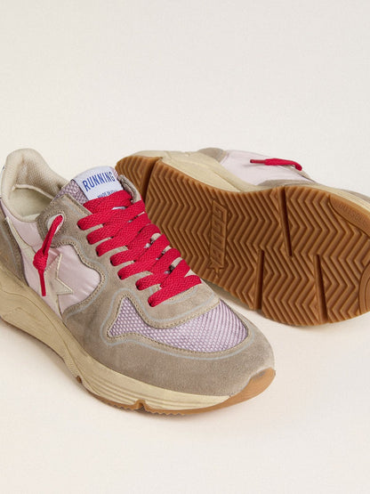 Running Sole LTD in pink nylon with white leather star - Golden Goose Women