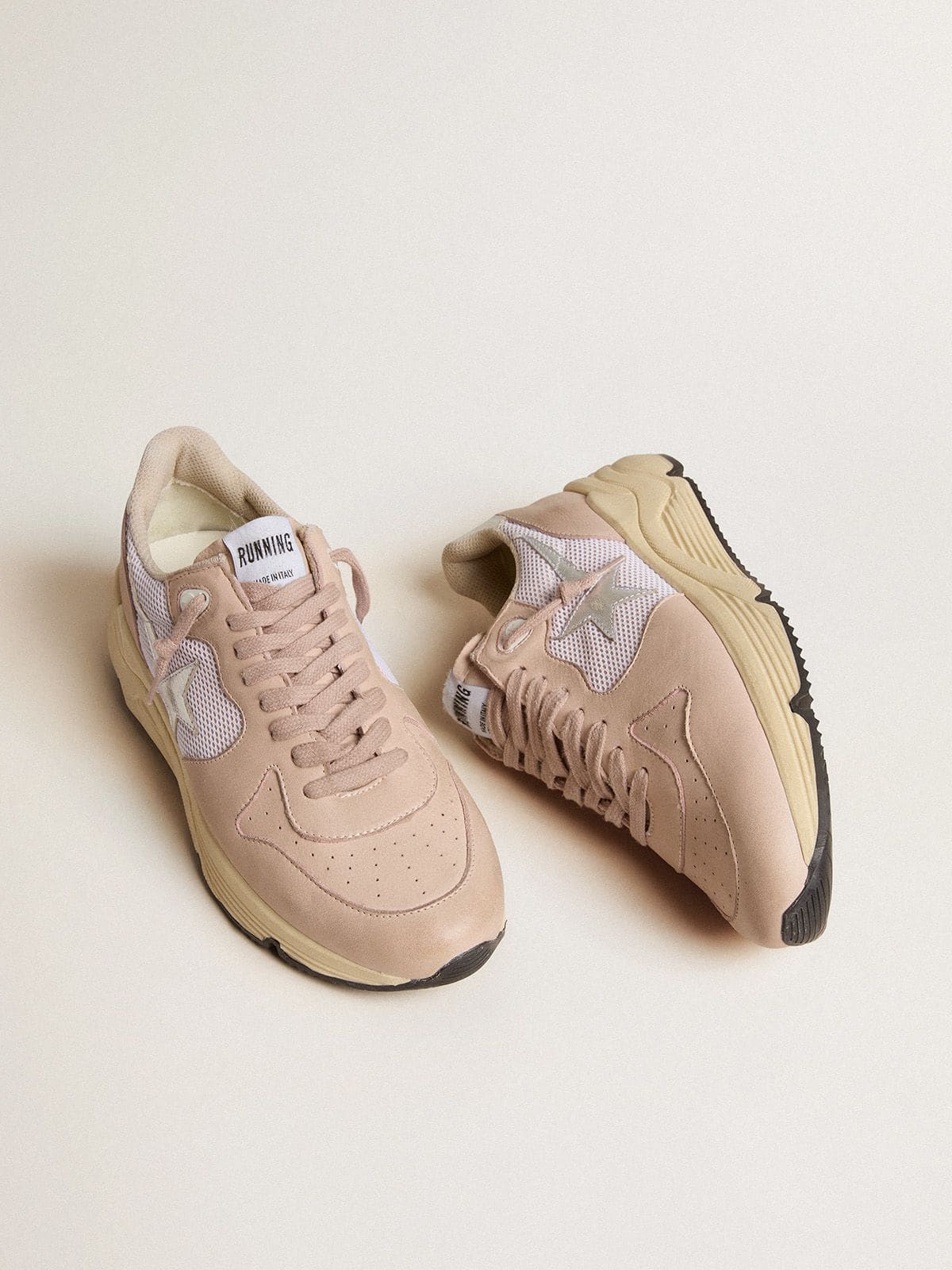 Women’s Running Sole in mesh and nubuck with silver metallic leather star - Golden Goose Women