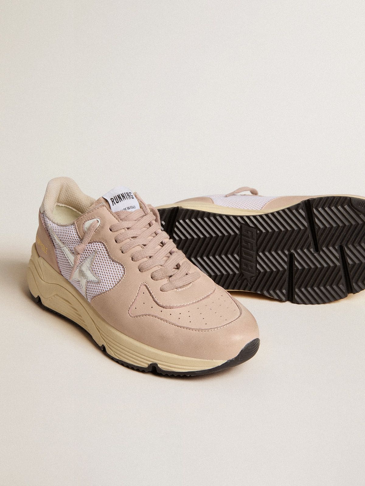 Women’s Running Sole in mesh and nubuck with silver metallic leather star - Golden Goose Women