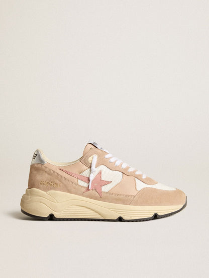 Women's Running Sole in mesh and suede with pink star and silver heel tab - Golden Goose Women