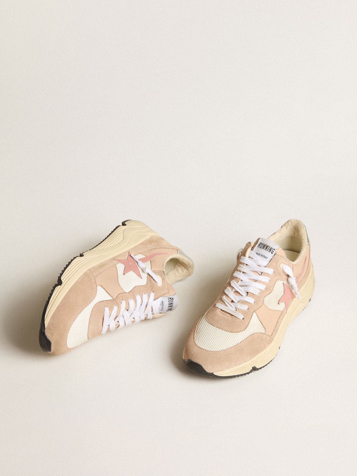 Women's Running Sole in mesh and suede with pink star and silver heel tab - Golden Goose Women