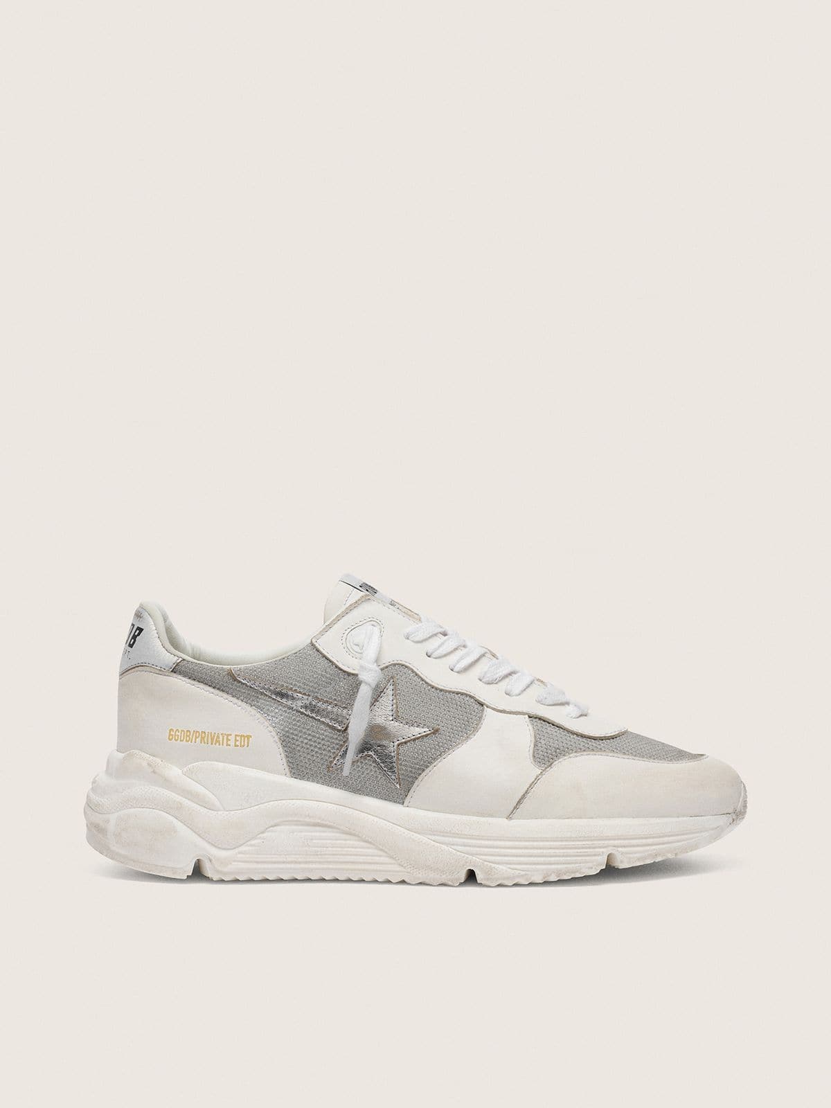 Women’s Running Sole in mesh and nubuck with silver metallic leather star - Golden Goose Women